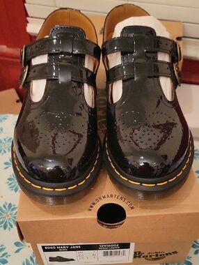 Dr. Martens Black Patent Mary Jane Double-Strap Loafers